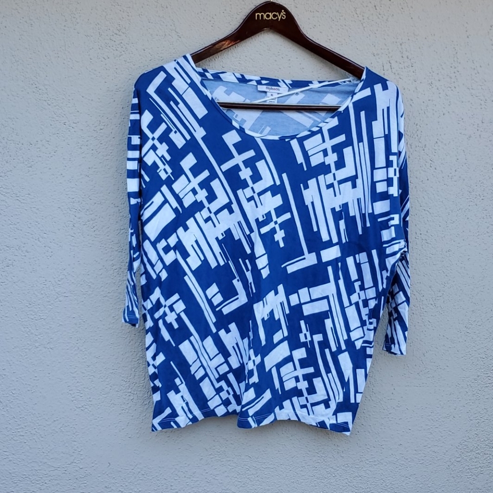 Blue and white blouse
